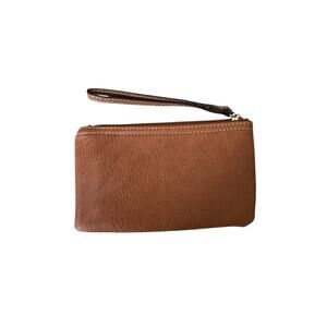 b.ø.c Womens Brown Faux Leather Wristlet Wallet Clutch ID Holder Small Purse Zip